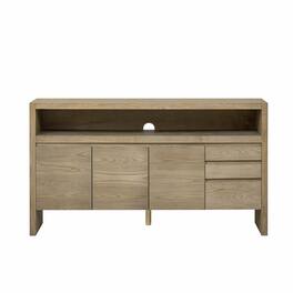 Boyel Living - 60-Inch Modern 3-Door Sideboard with Drawers and Shelf - Versatile Ash Wood Storage Cabinet - Brown