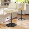 Front. KERDOM - Swivel Bar Chairs Set of 2, Height Adjustable Counter Stools with Footrest, Linen Upholstered Barstools Counter Height - Beige.