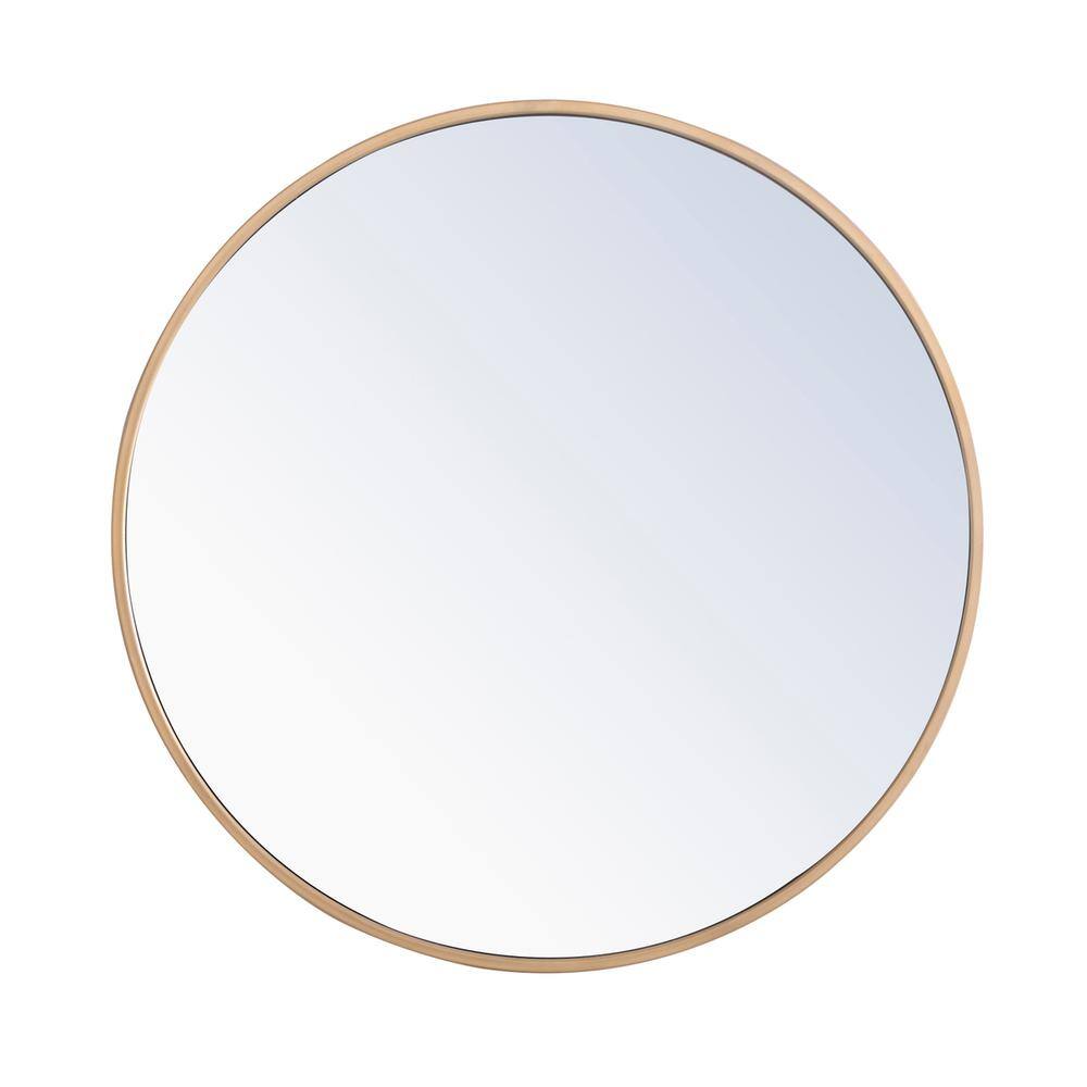Alt View 2. Elegant Decor - Metal frame Round Mirror 24 inch Brass finish - Brass.