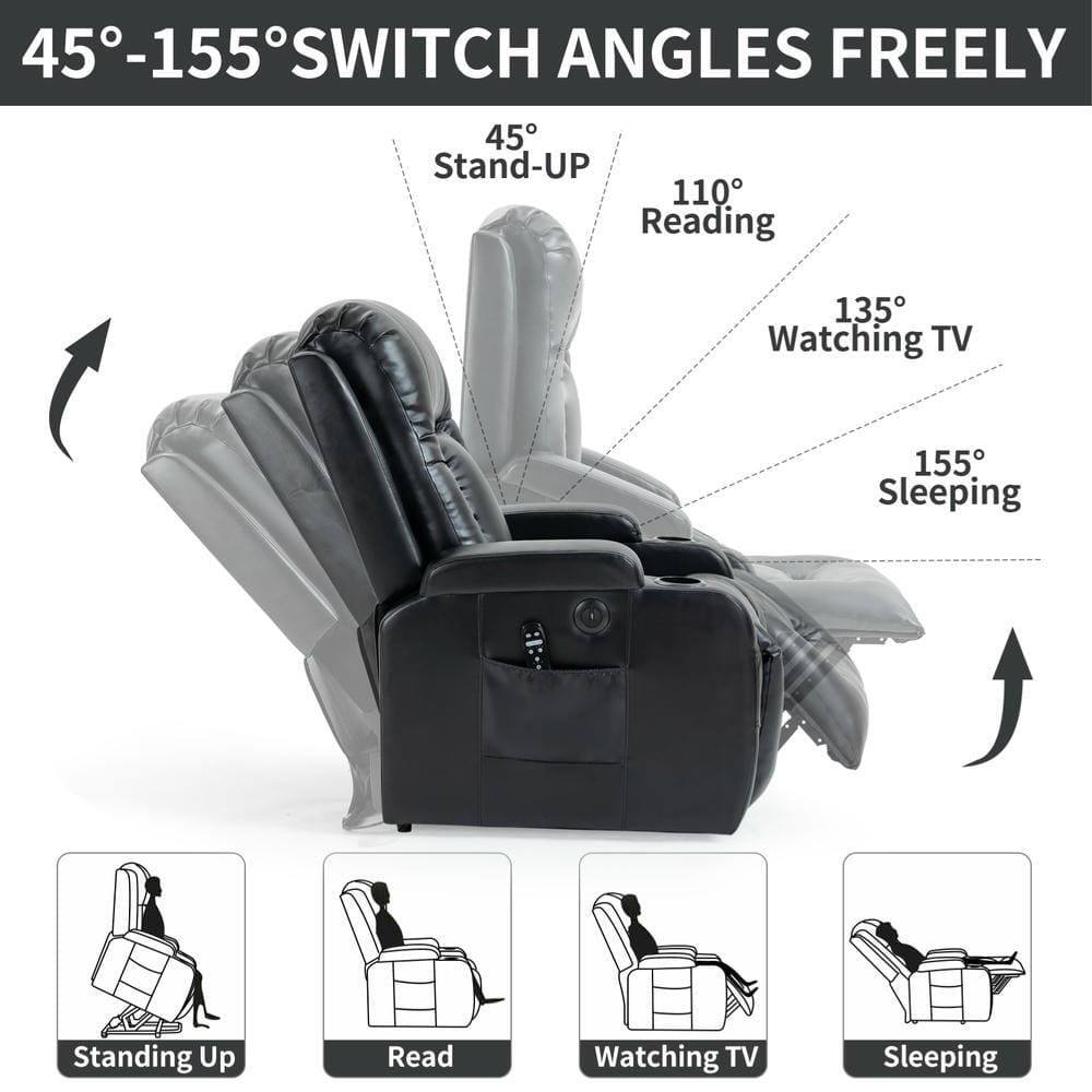 45°-155° SWITCH ANGLES FREELY

45° Stand-UP  
110° Reading  
135° Watching TV  
155° Sleeping  

Standing Up  
Read  
Watching TV  
Sleeping