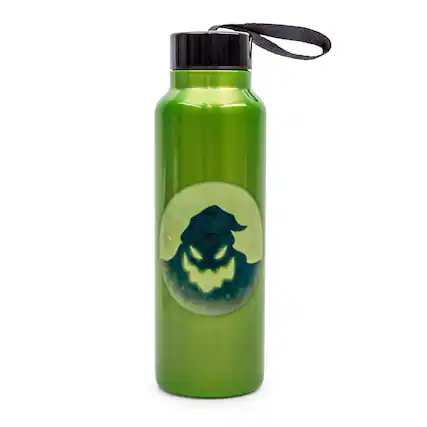 Front. Disney - Disney Nightmare Before Christmas "Everyone Boogie" Stainless Steel Water Bottle - Green.