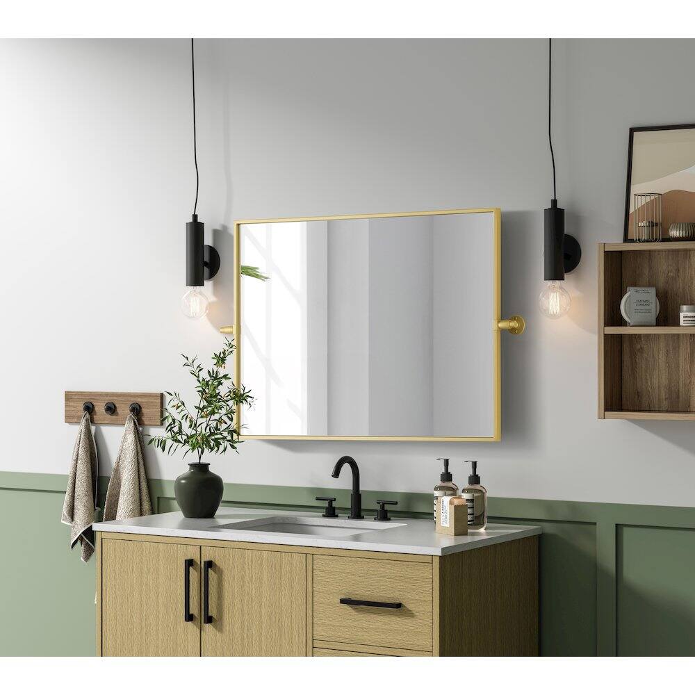 Alt View 9. Elegant Kitchen and Bath - Amoura 24X32 Pivot Mirror In Brass - Brass.