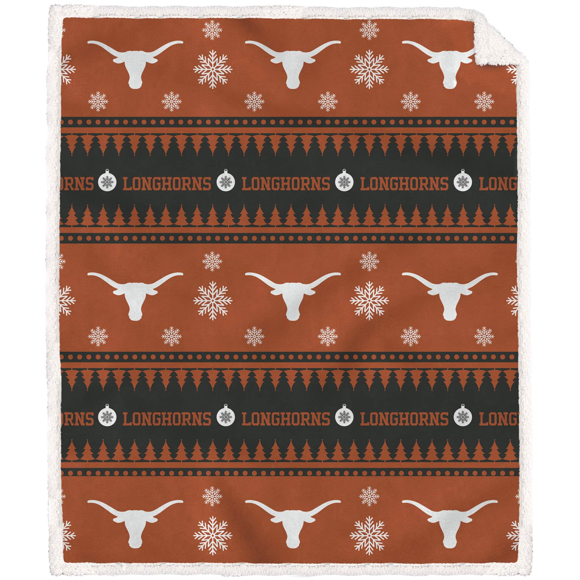Pegasus - Texas Longhorns 60'' x 70'' Holiday Gift Wrap Sherpa Flannel Fleece Blanket - Multicolor