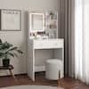 Front. Furologee - Vanity Desk with Mirror and Lights Makeup Vanity with Drawers - White.