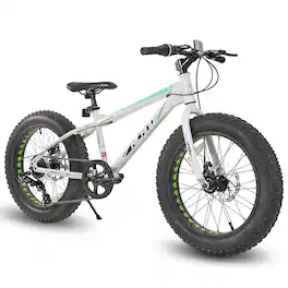 HILAND - Roon 20" Fat Tire Mountain Bike - 7 Speeds - Snow Beach Bicycle - White