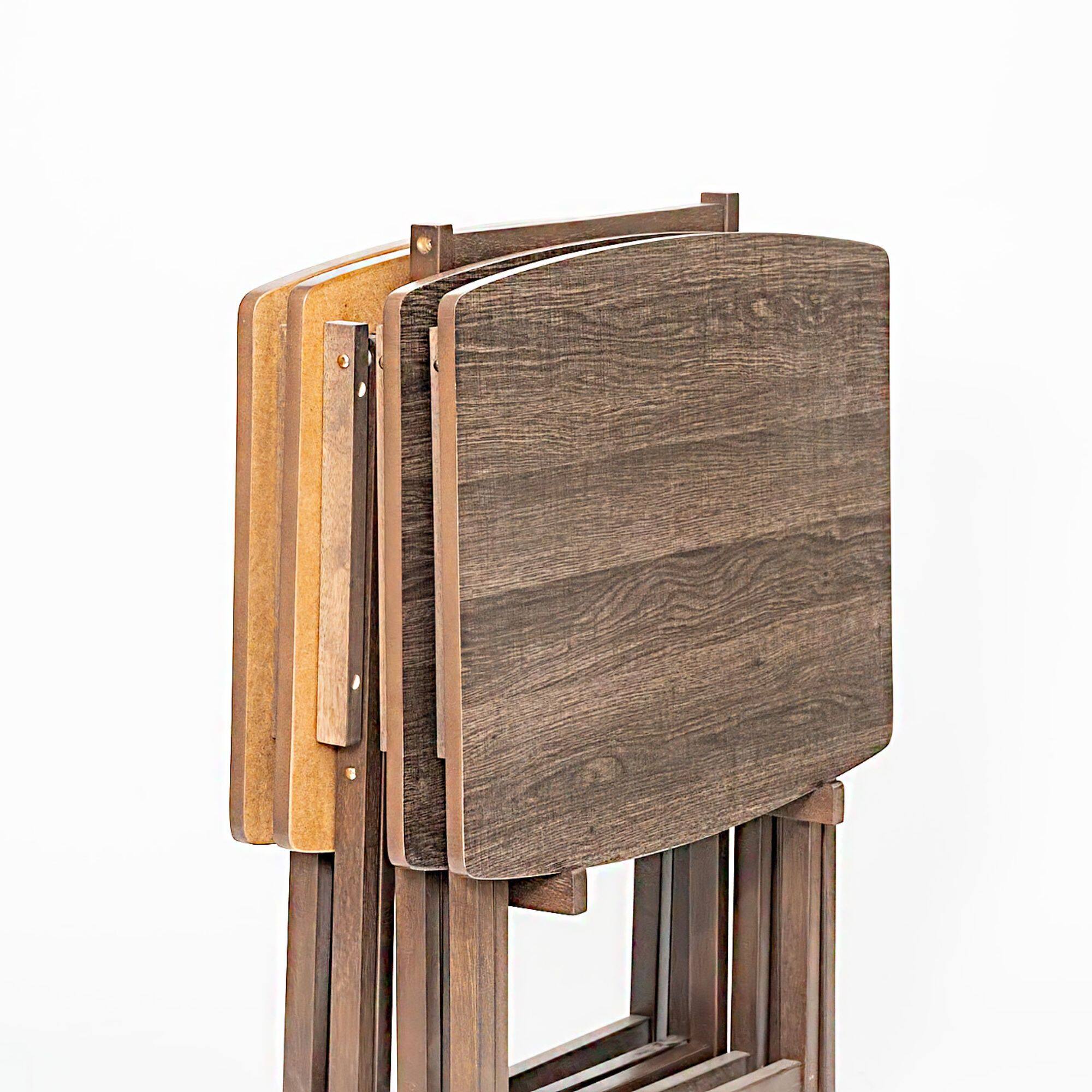 Alt View 8. PJ Wood - PJ Wood 5 Pack XL Oversize Tray Table, Living Room or Kitchen, Rustic Espresso - Rustic Espresso.