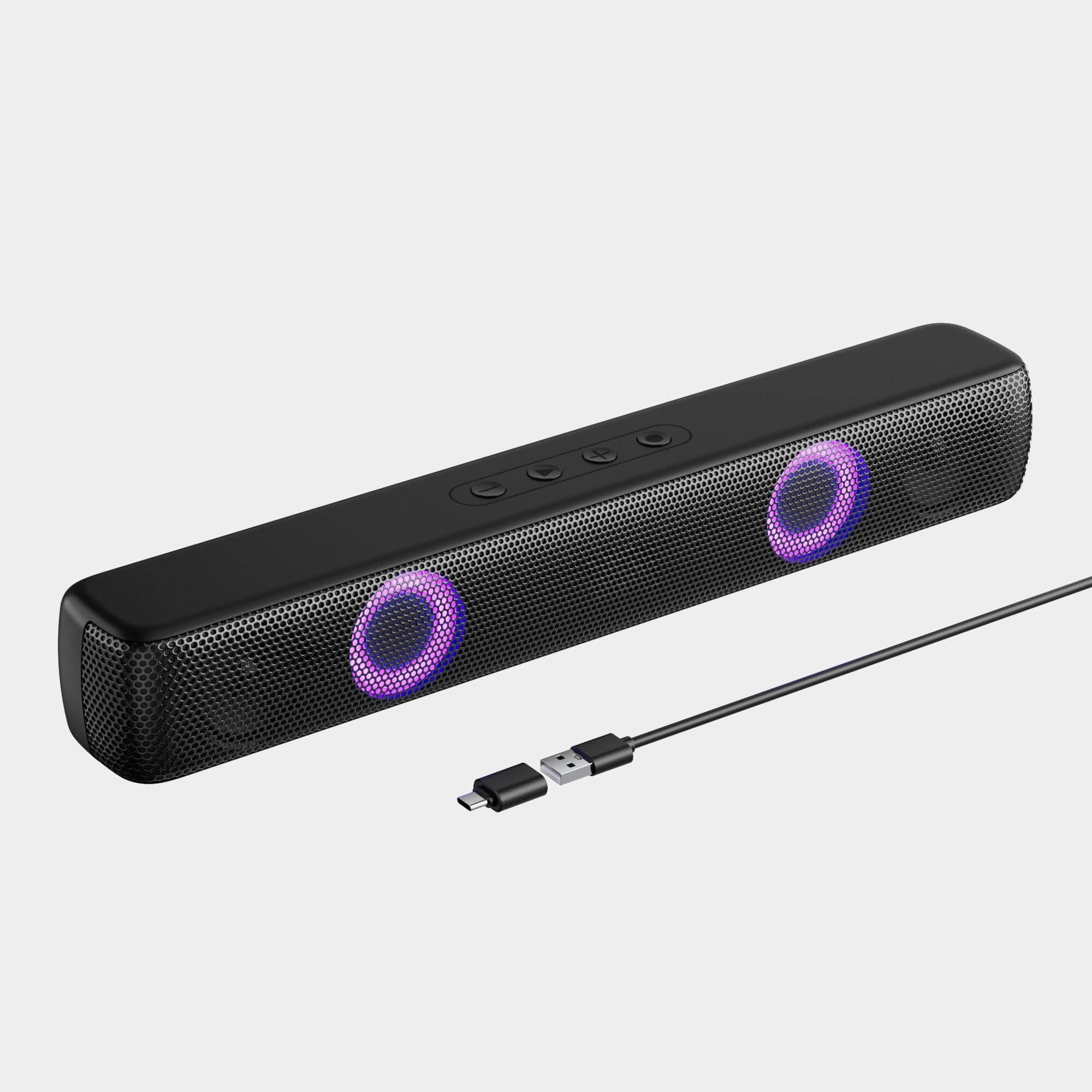 Cozy Serene - Usb Computer Speakers With Fm Radio Stereo Sound Portable Mini Bar Type-c Charging Aux In Tf Usb For Desktop Pc Laptop - Default