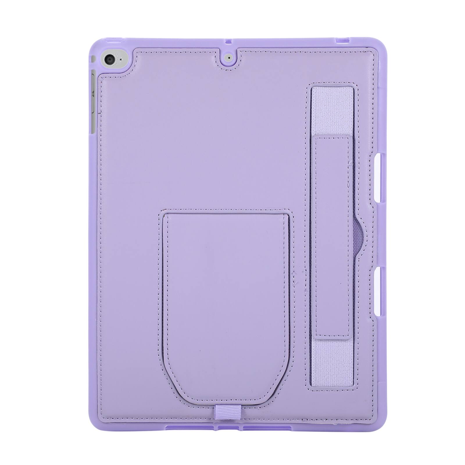 Angle. UUCOVER - Case for iPad Air 11-inch M4 M3 M2 (2026/2025/2024) Shockproof PU Leather Hand Strap Kickstand Pencil Holder Cover - Purple.