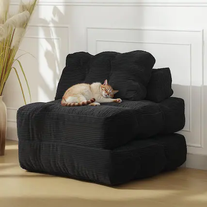 Front. Acekool - Folding Sofa Bed,Convertible Sleeper Chair with Pillow, Portable Foldable - Black.