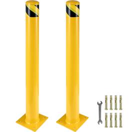 VEVOR - Safety Bollard, 36 Inch Height Bollard Post, 5.5 Inch Diameter Steel Pipe Safety Bollard Post, Yellow Steel Bollard - Black & Yellow