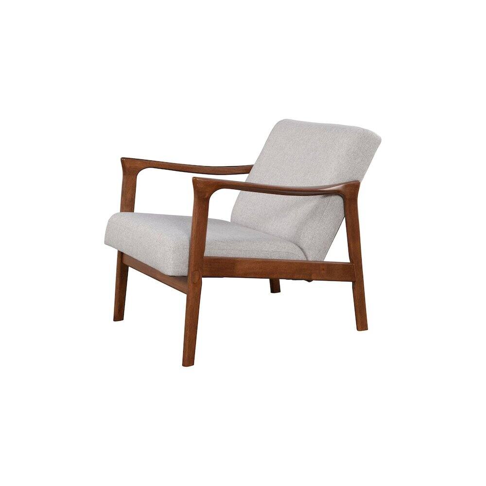 Back. Alpine Furniture - Zephyr Lounge Chair - Medium Brown Frame, Light Grey Cushions.