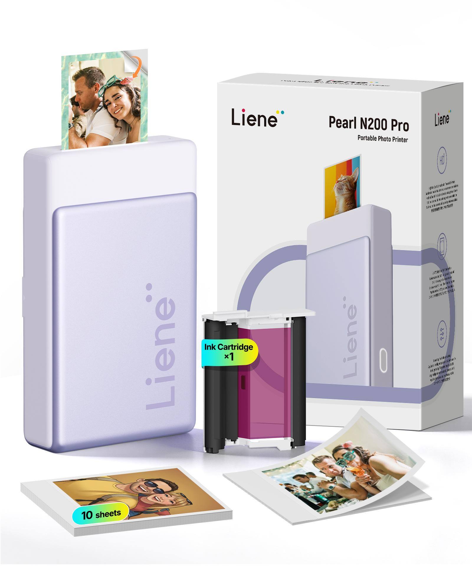 Liene Pearl N200 Pro Portable Photo Printer  
Liene Ink Cartridge x1  
10 sheets