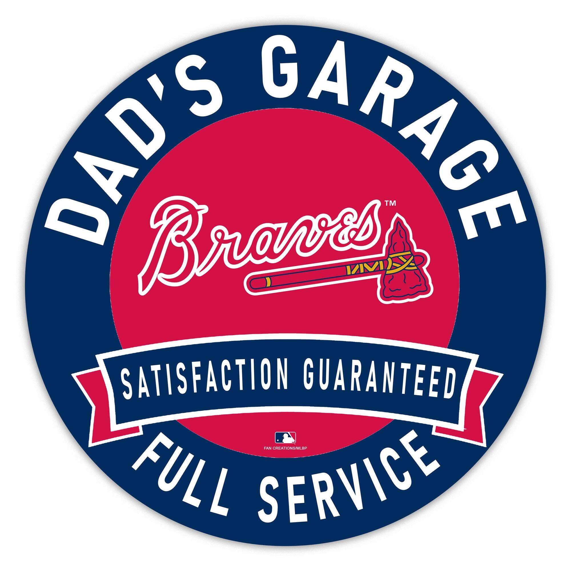 Atlanta Braves 16" Dad's Garage Wood Sign