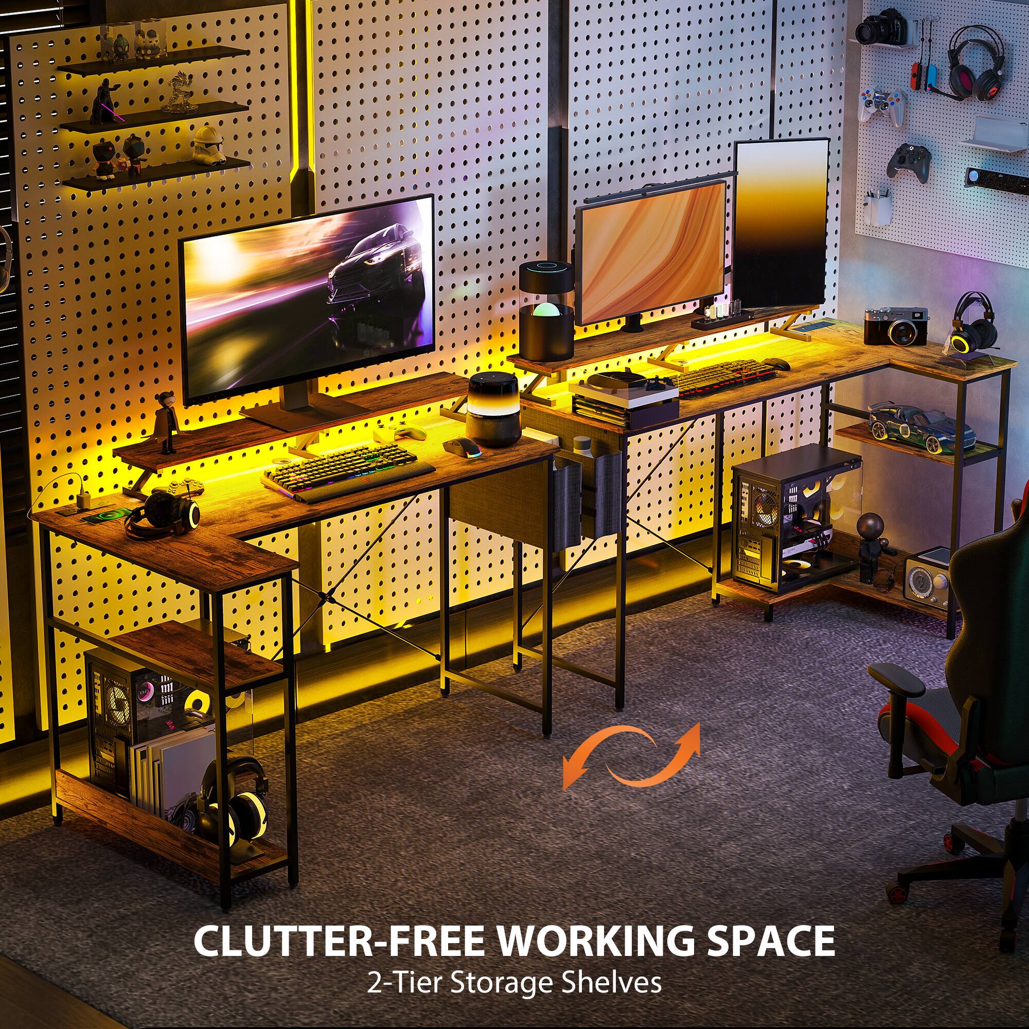 CLUTTER-FREE WORKING SPACE
2-Tier Storage Shelves