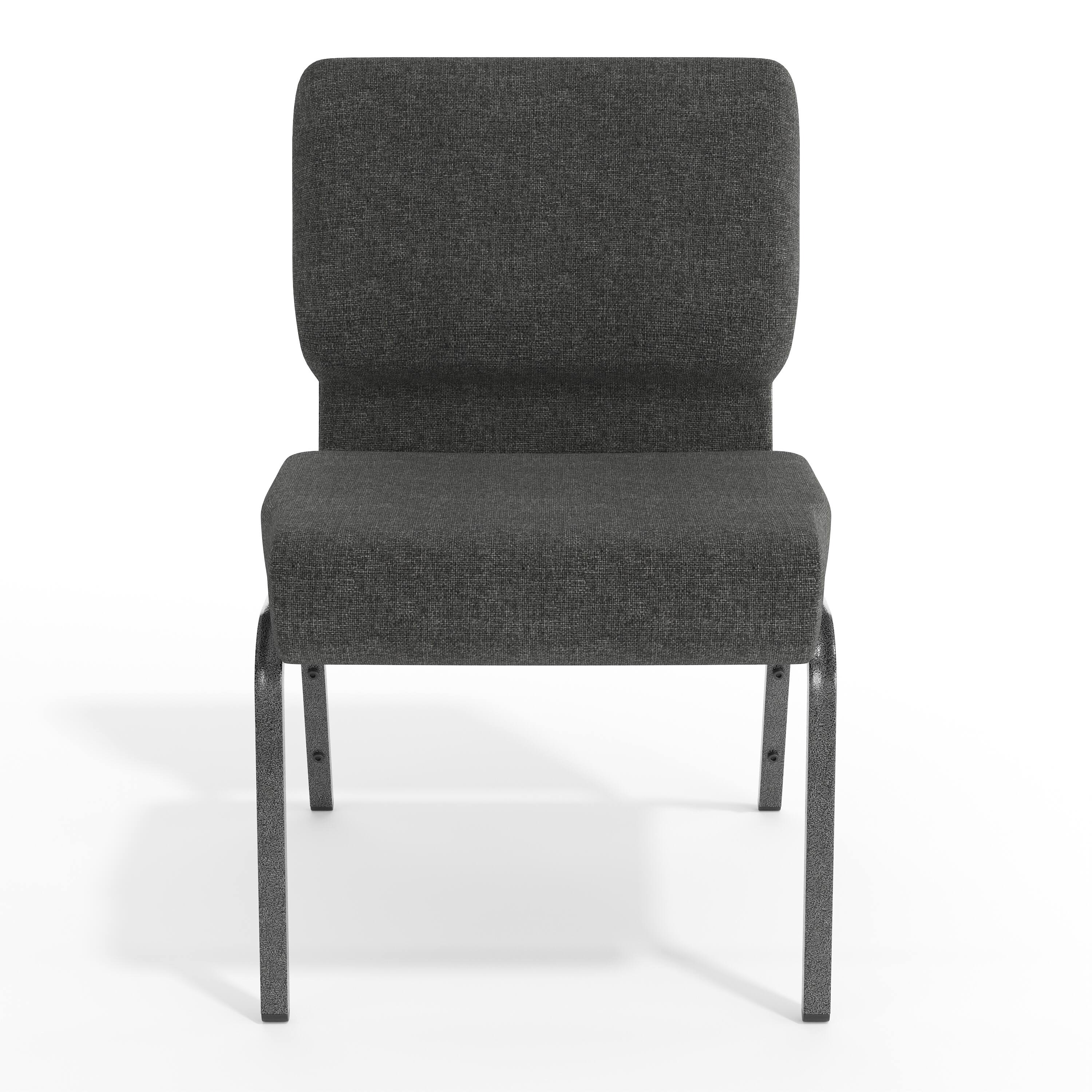 Alt View 9. Emma + Oliver - 21"W Stackable Church/Reception Guest Chair - Dark Gray Fabric/Silver Vein Frame.