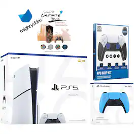 PlayStation 5 Slim Disc with Extra Controller, FPS Grip Kit and MightySkins Decal Voucher - PlayStation 5