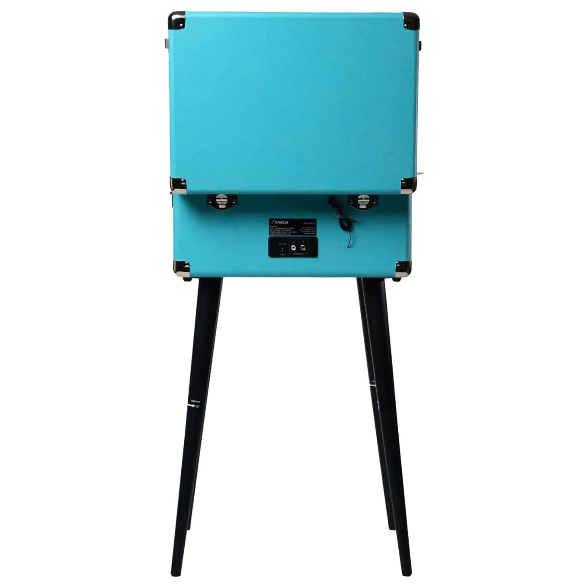 Back. Victor Audio - Andover 5-in-1 Music Center with Chair-Height Legs and Bluetooth Function - Turquoise.