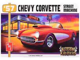 Skill 2 Model Kit 1957 Chevrolet Corvette Street Machine "Kustom Kruisers" Series 1/25 Scale Model by AMT - Multicolor