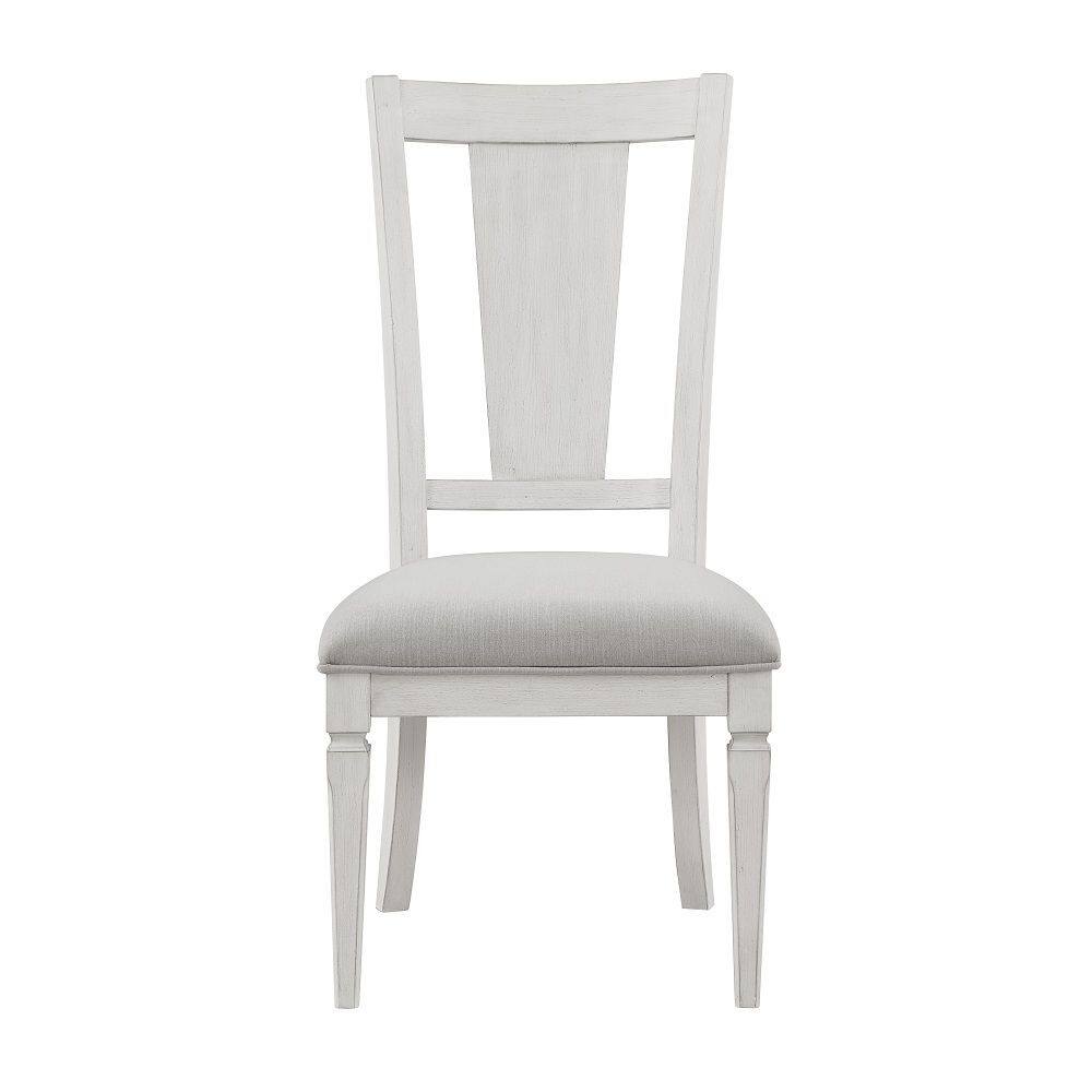 Alt View 1. Manhattan Lane - Kate 24 Inch Side Dining Chair Set of 2, Light Gray Linen, White Wood Frame - Gray, White.