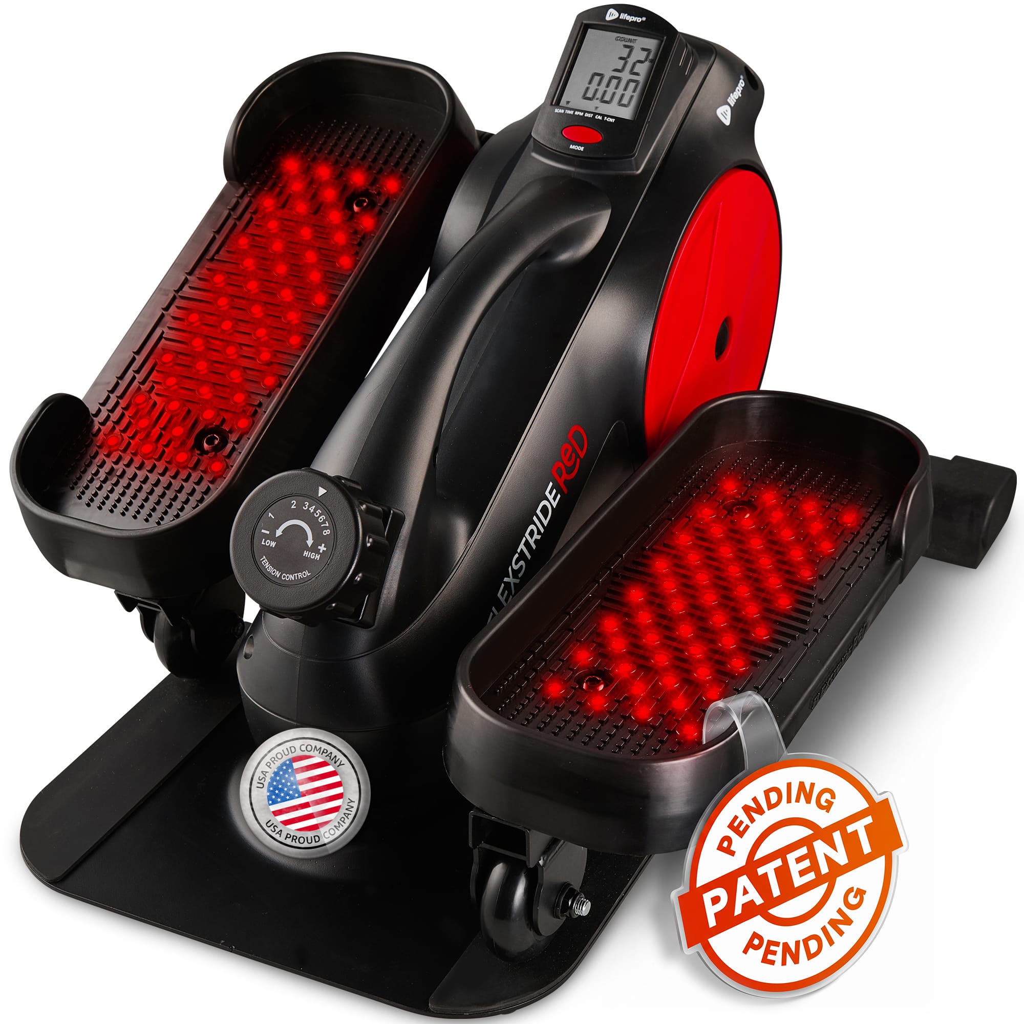 LifePro - Under Desk Elliptical Exercise Machine with Red Light Pedal Exerciser Portable Leg Exerciser - Black