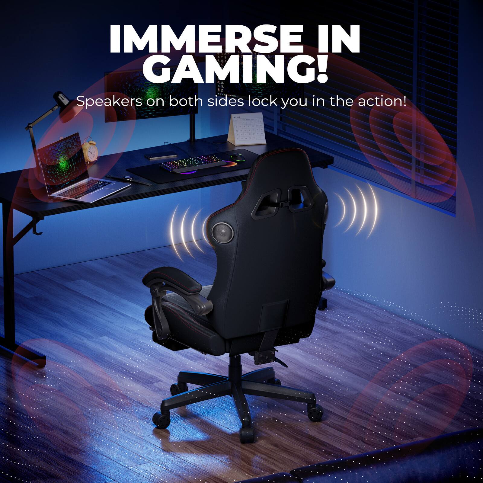 IMMERSE IN GAMING! Speakers on both sides lock you in the action!