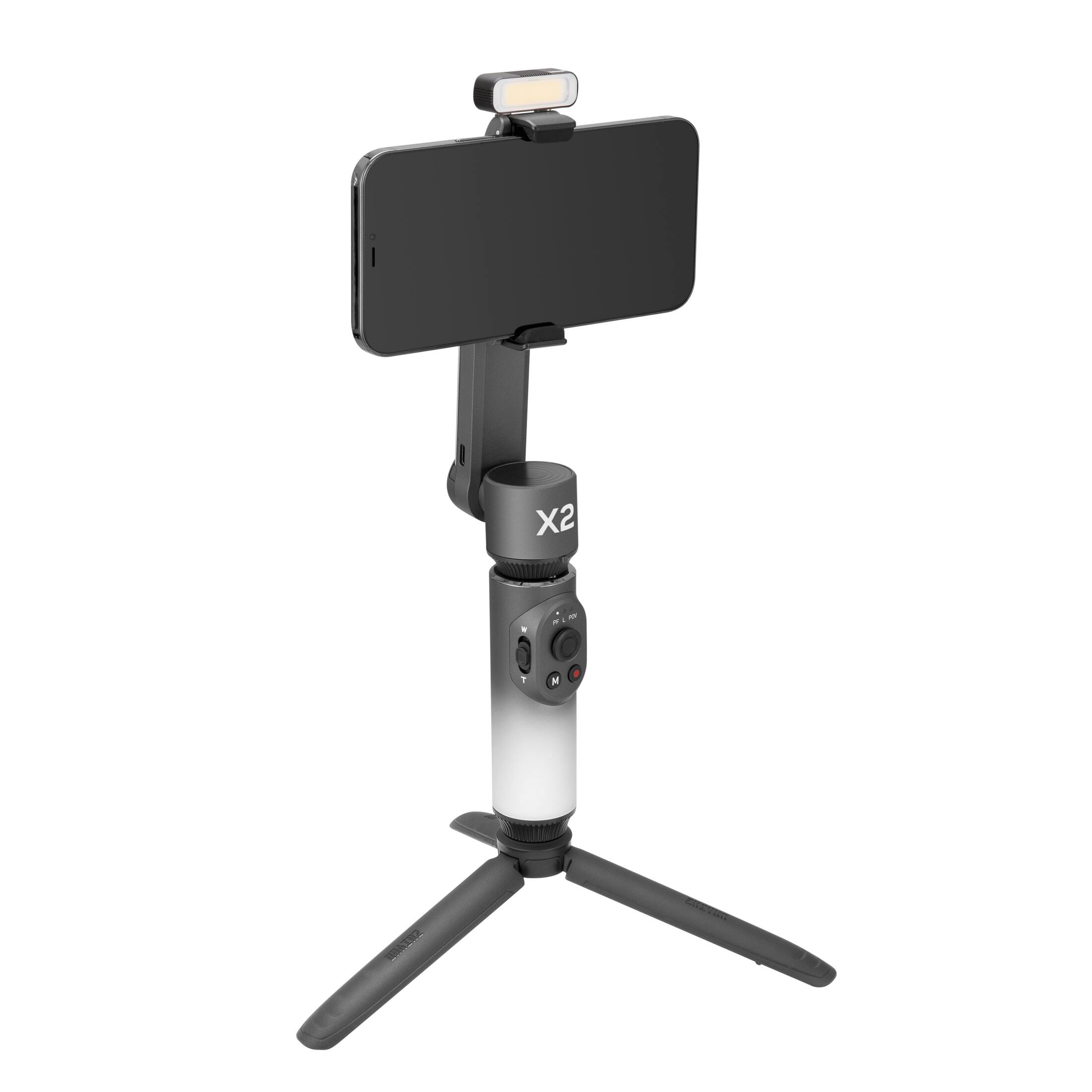 Left. Zhiyun - Smooth-X2 Combo Kit with tripod, fill light, storage pouch and protective bag.