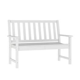 Flash Furniture - Ellsworth Commercial Grade 50" All Weather Indoor/Outdoor Recycled HDPE Bench with Contoured Seat - White