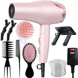 Morfone - 9pcs foldable hair dryer set. Portable hair styling tool for home, travel or business trips. Can be used as a gift set.