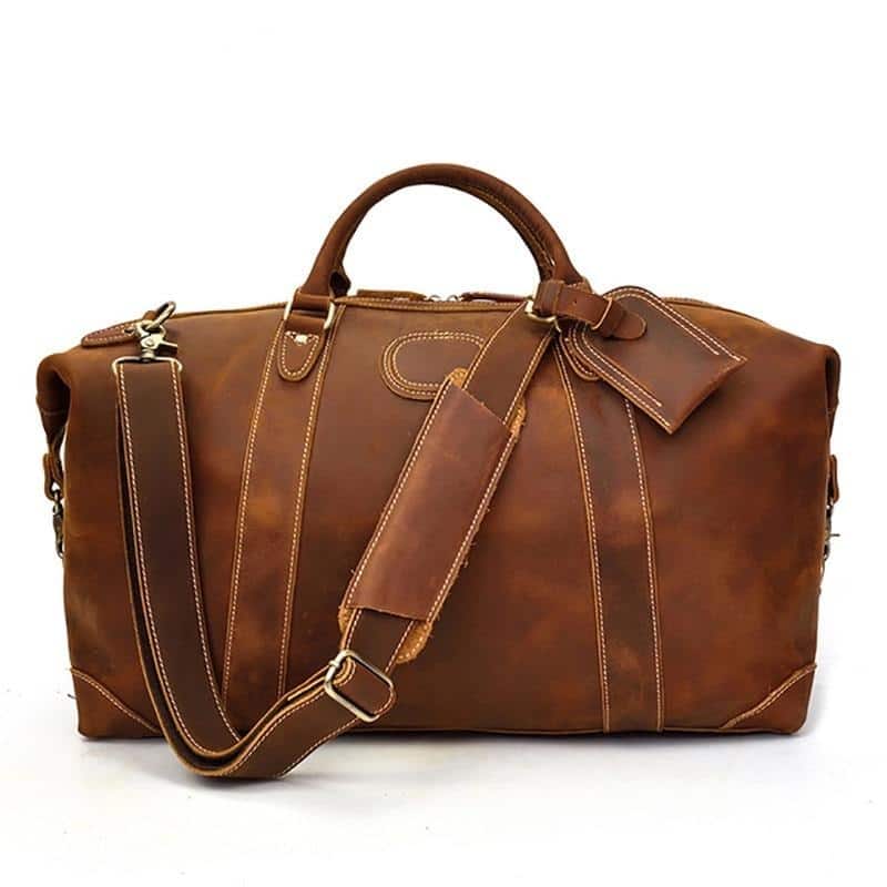 Steel Horse Leather - The Eira Duffle Bag | Vintage Leather Weekender - Brown