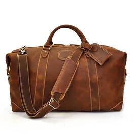 Steel Horse Leather - The Eira Duffle Bag | Vintage Leather Weekender - Brown