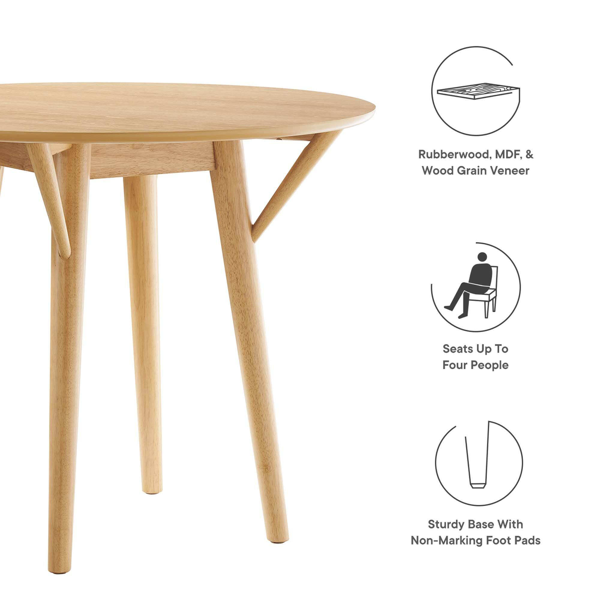 - Rubberwood, MDF, & Wood Grain Veneer
- Seats Up To Four People
- Sturdy Base With Non-Marking Foot Pads