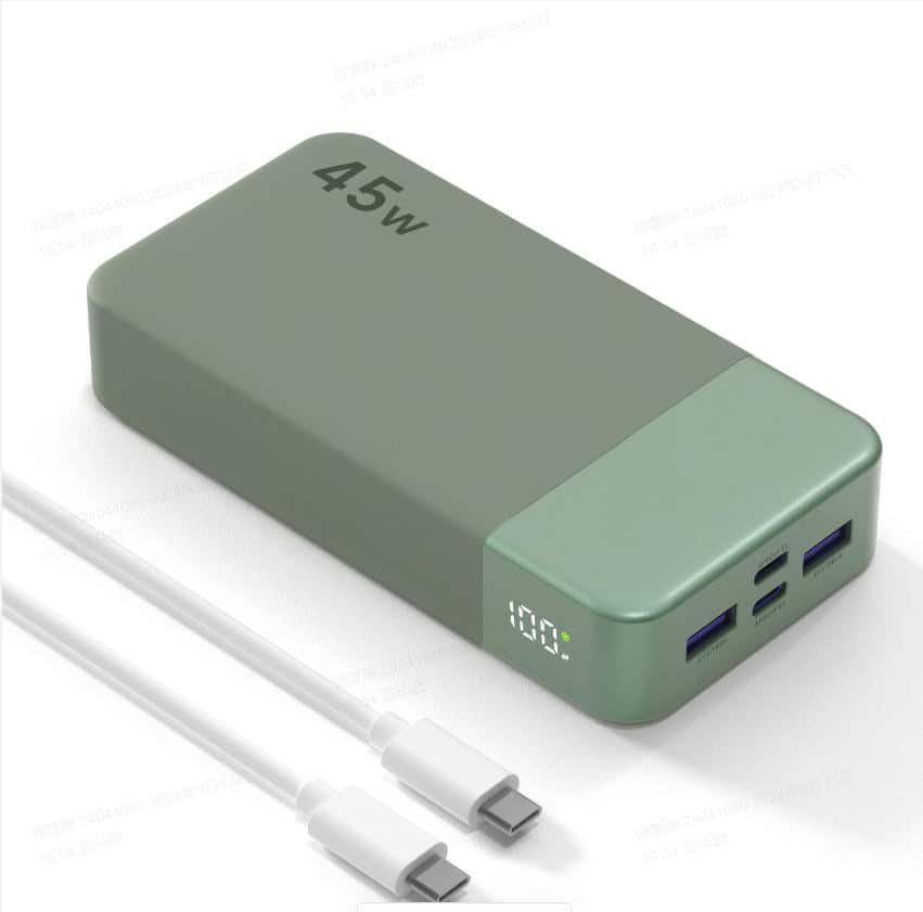 PRIMEPLUS - 45W 20000mAh Fast Charging Power Bank, 4-Port Portable Charger for iPhone MacBook, Digital Display, ATL Safe Cells - Green