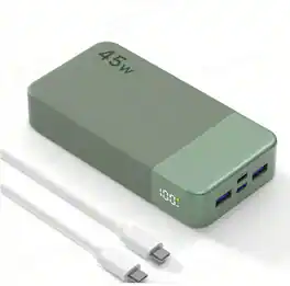 PRIMEPLUS - 45W 20000mAh Fast Charging Power Bank, 4-Port Portable Charger for iPhone MacBook, Digital Display, ATL Safe Cells - Green