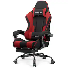 GTPlayer - Gaming Chair Breathable Fabric Computer Chair with Footrest and Lumbar Support - Red