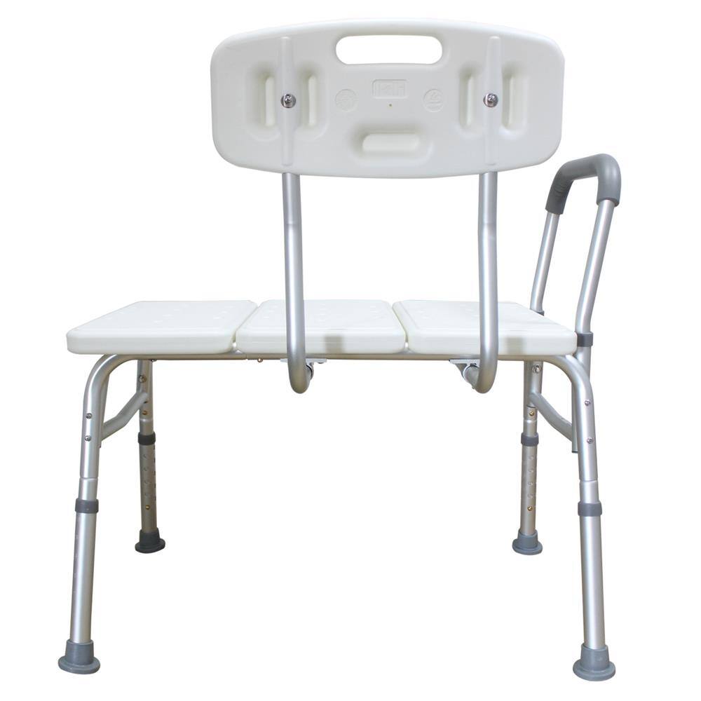 Alt View 2. Winado - Shower Chair Bath Tub Shower Transfer Bench Stool with Foam Armrest, Backrest Seat, Adjustable Heights, Non-Slip Handle - White.