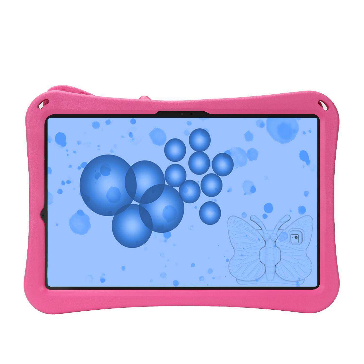 Left. Dteck - Kids Butterfly Case for Samsung Galaxy Tab S9 FE+ 2023 & Tab S9+ & Tab S8+ & S7 FE,3D Cartoon EVA Shockproof Stand Cover - Rose.