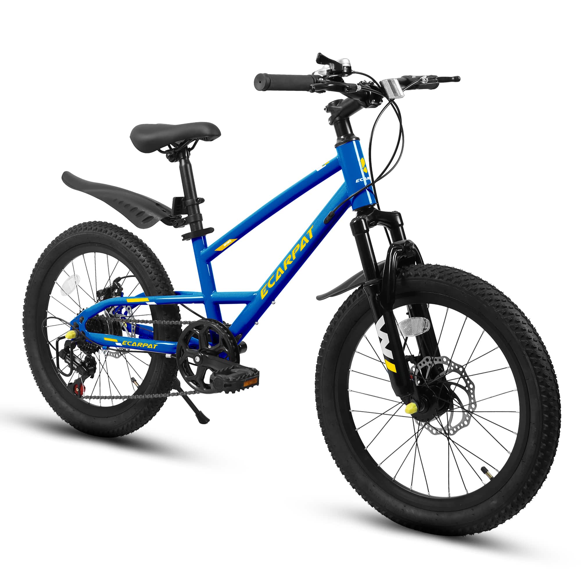 Glintex - 20-Inch Kids Bike with 7-Speed Gear, Front Suspension, Disc Brake, and Durable Steel Frame - Blue
