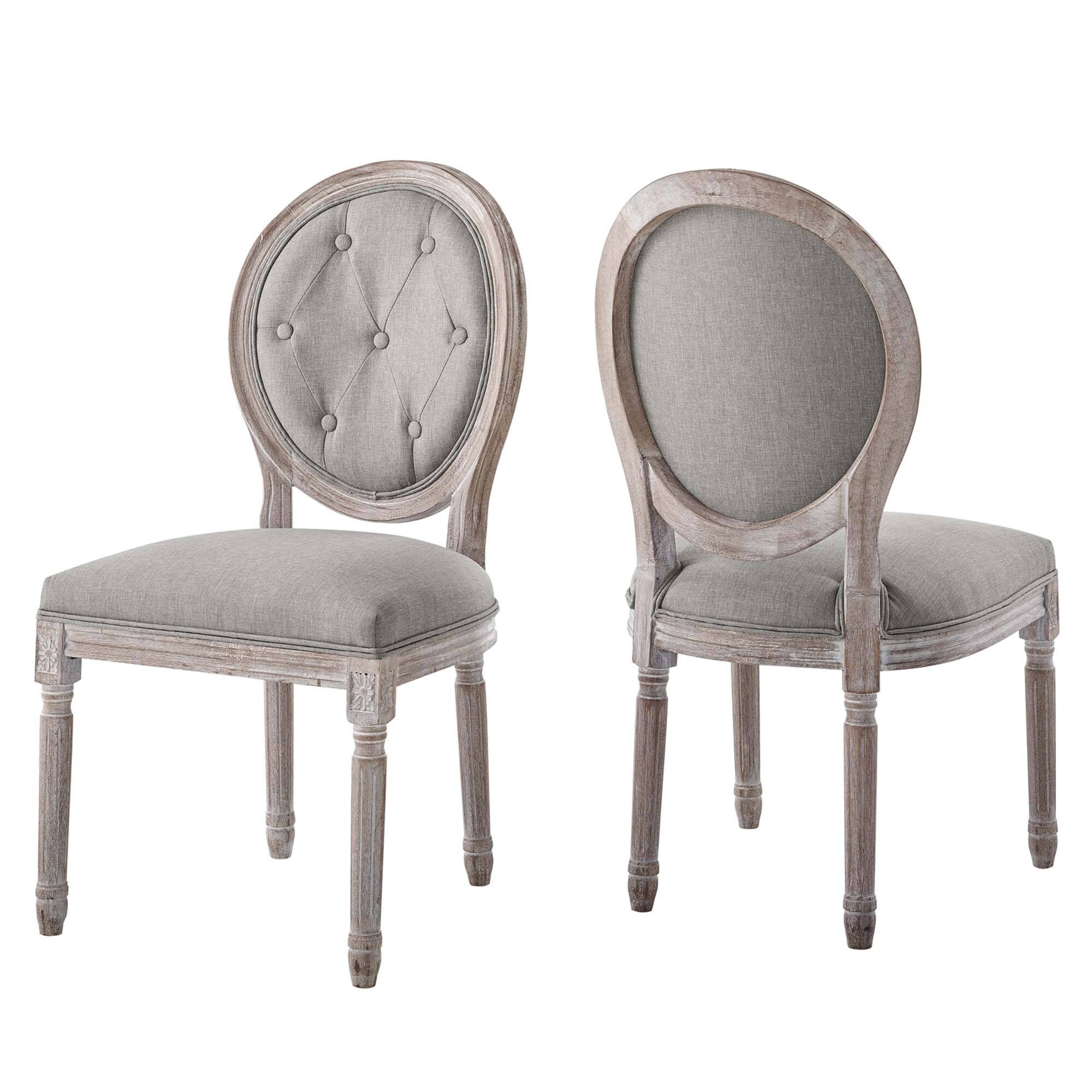 Angle. Modway - Arise Vintage French Upholstered Fabric Dining Side Chair Set of 2 by Modway - Light Gray.
