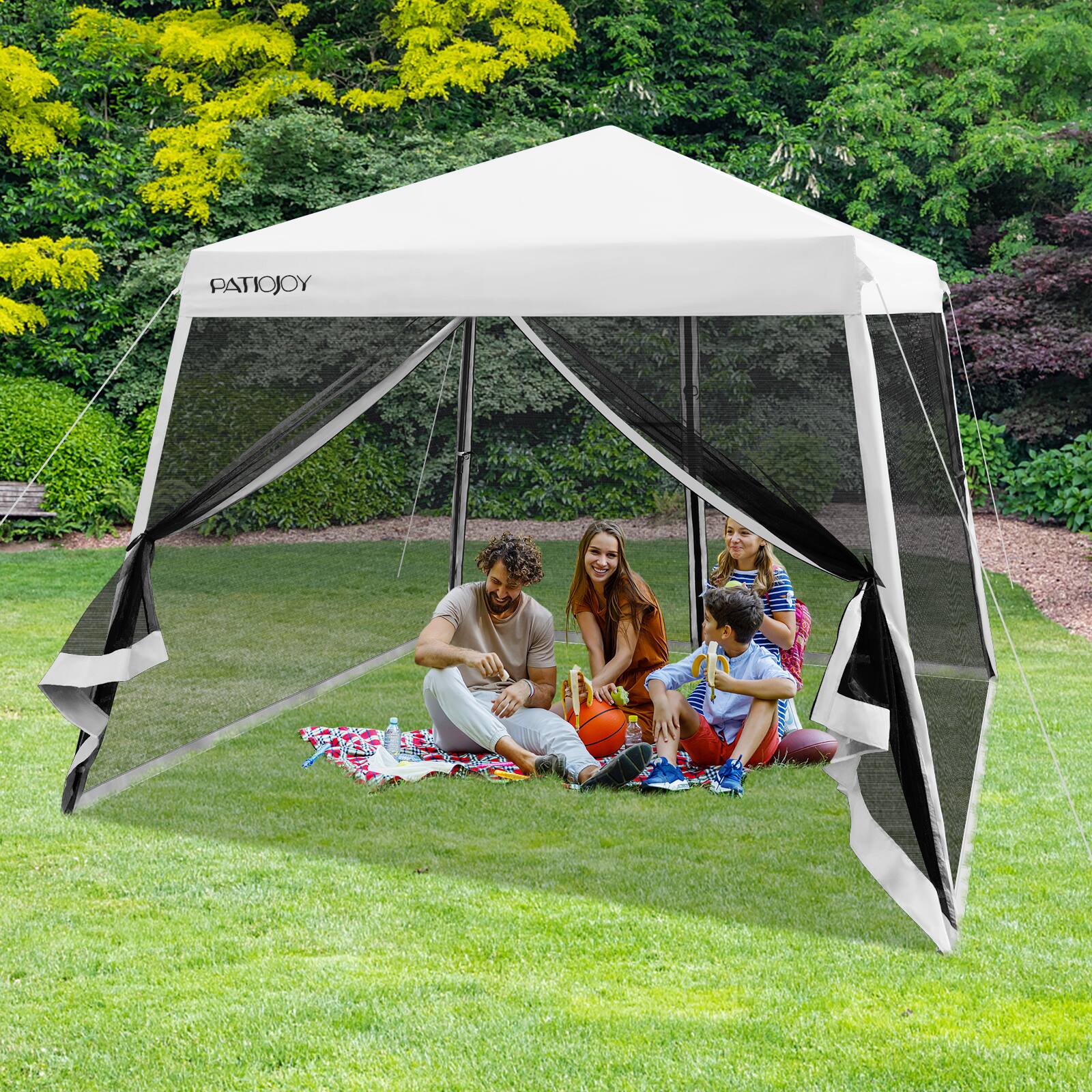 Alt View 9. Costway - Costway 10x10Ft Patio Outdoor Instant Pop-up Canopy Slant Leg Mesh Tent Folding - White.