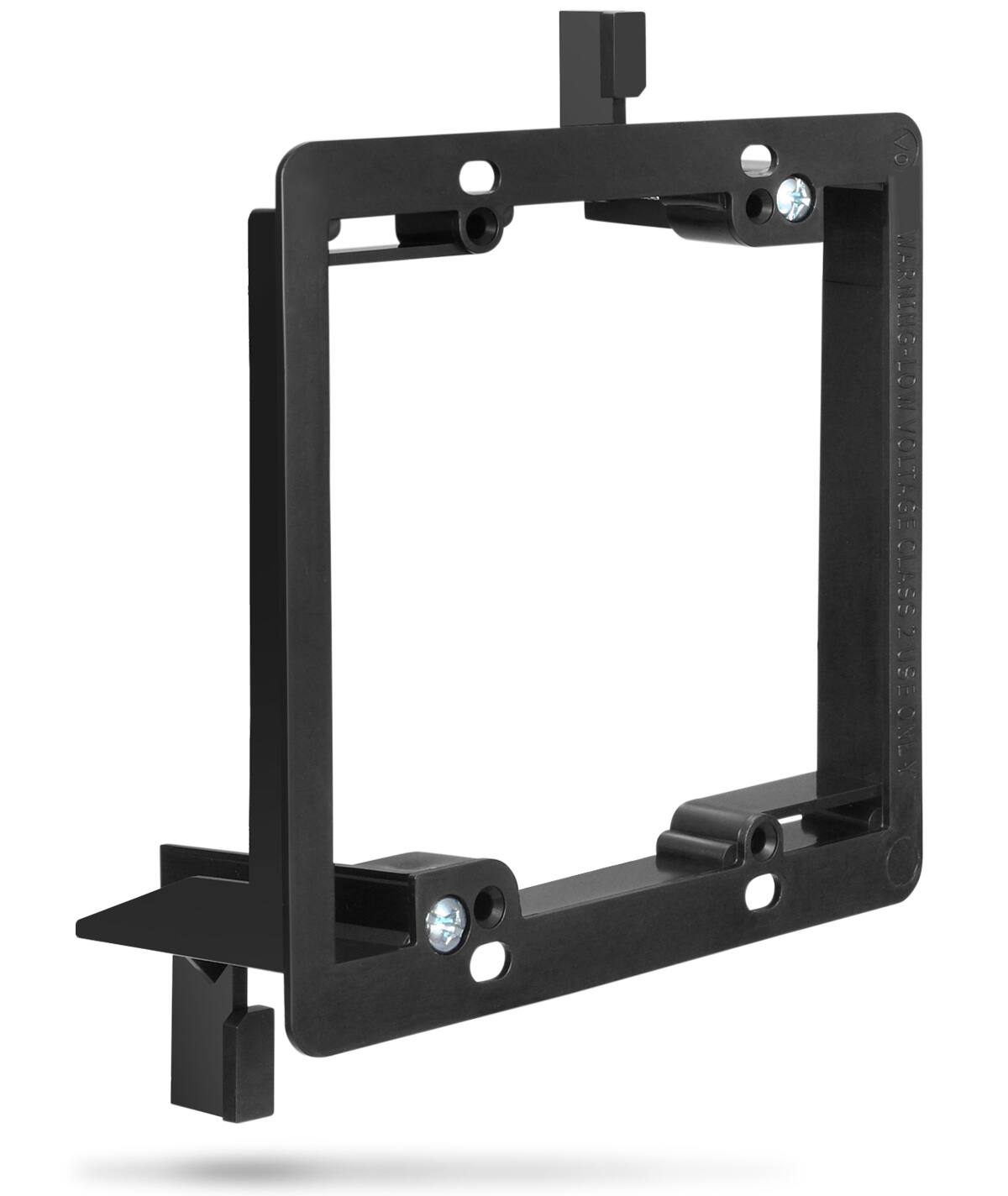 Front. Fosmon - 2-Gang Low Voltage Mounting Bracket with Mounting Screws - Black - 1 Pack - Black.