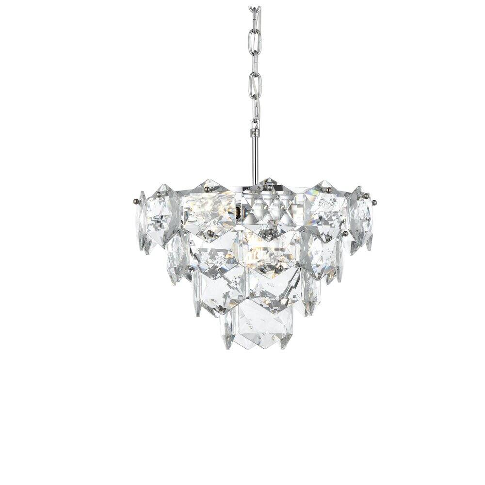Left. Elegant Lighting - Adaline 16 Inch Chandelier In Chrome - Chrome And Clear.