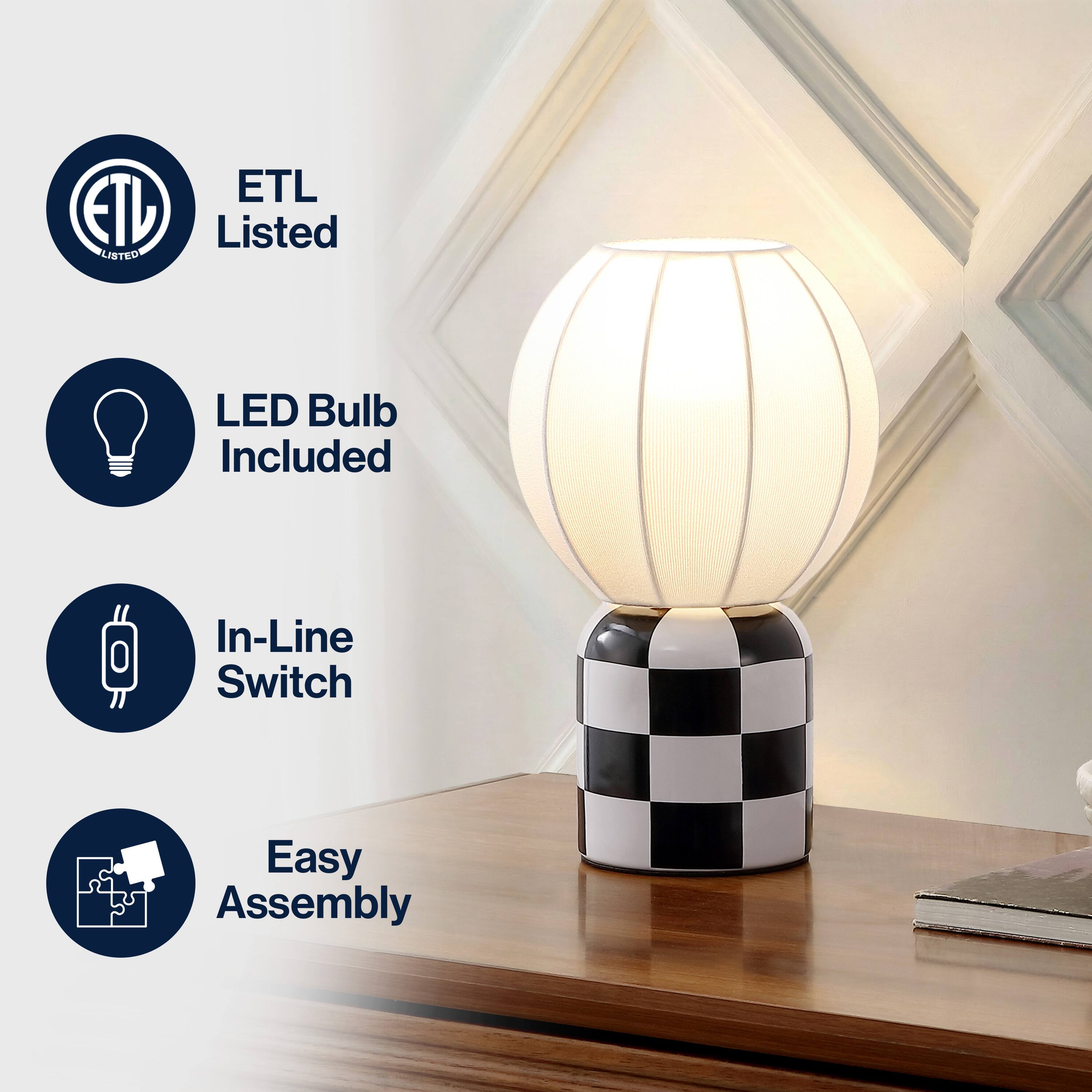 ETL Listed  
LED Bulb Included  
In-Line Switch  
Easy Assembly