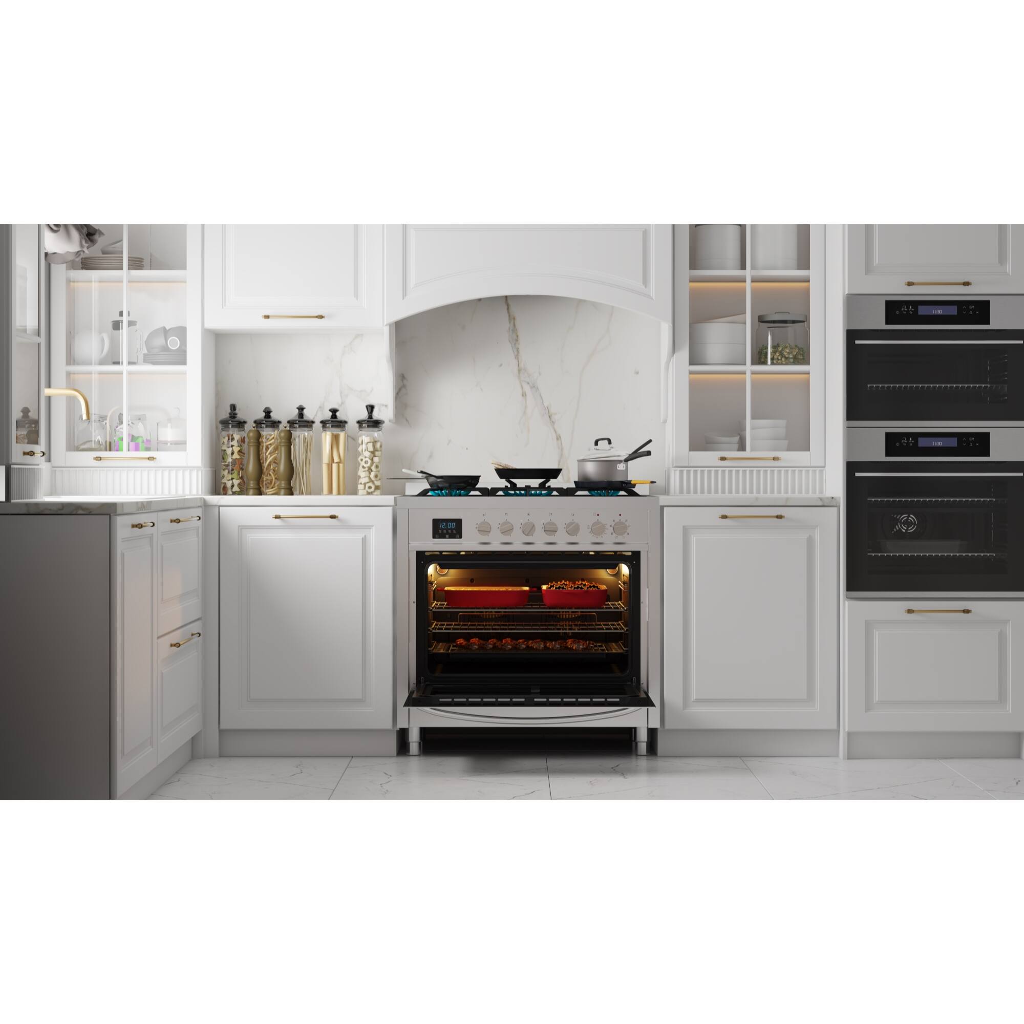 Alt View 8. Koolmore - 36 Inch Professional Dual Fuel range Stainless Steel with Legs - Stainless Steel.