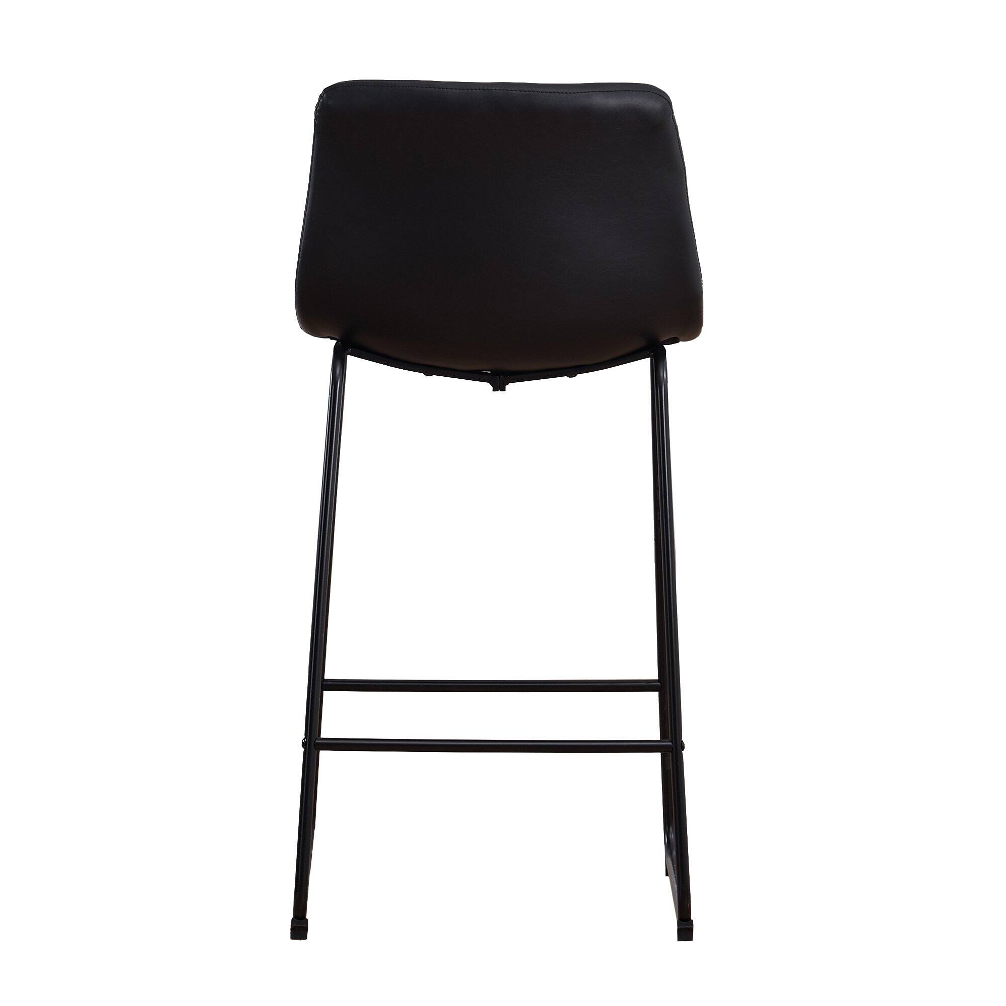 Back. FERPIT - FERPIT Modern Faux Leather Counter Bar Stools Upholstered with Metal Frame 2 Pack - Black.
