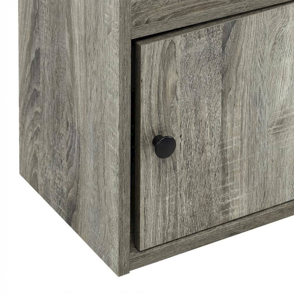Alt View 2. FurniFact - Wooden 3-Tier Shelf Bookcase with Door Storage in French Oak Finish - French Oak.