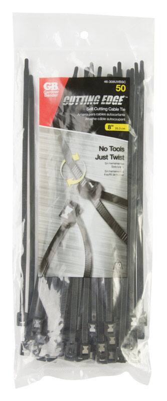 J3OBUVBSC GB 50 Gardner Bender CUTTING EDGE Self Cutting Cable Tie Amarra para cables autocortante Attache-cable autocoupant 8" 20.3 No Tools Just Twist 50
