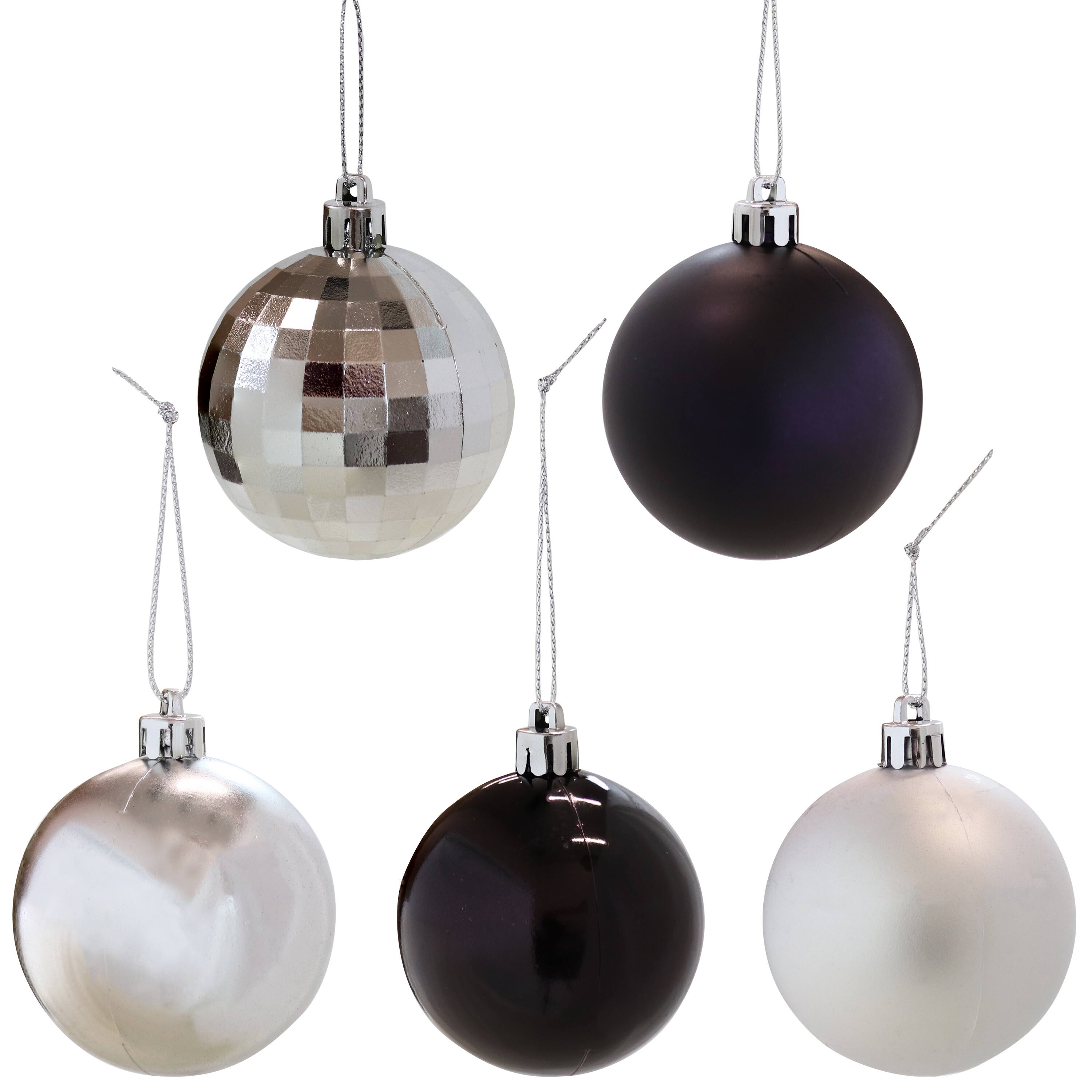 Alt View 4. Sunnydaze - Modern Holiday 50-Piece Ornament Set - 63.5 mm - Black.