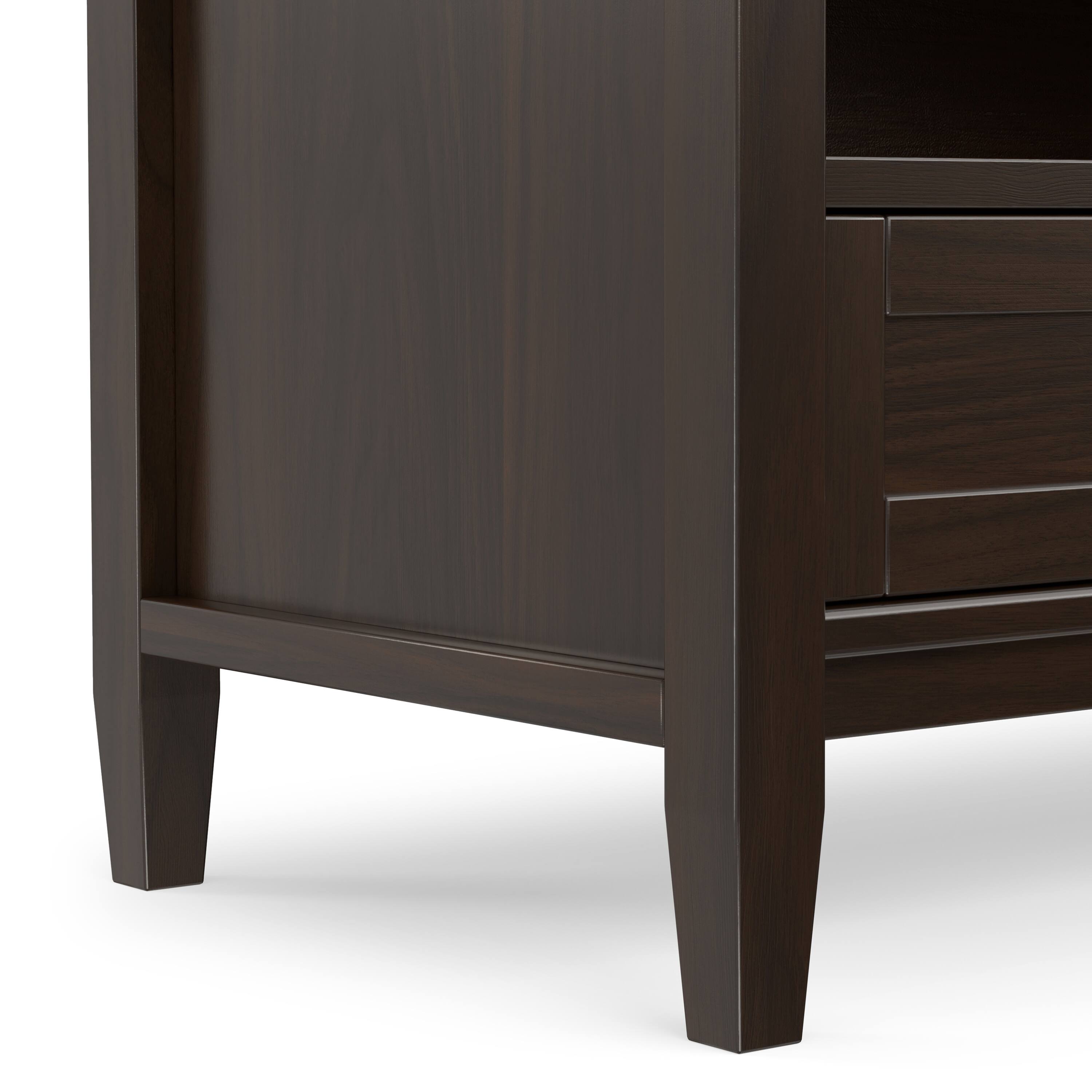 Alt View 5. Simpli Home - Warm Shaker SOLID WOOD 72 inch Low TV Media Stand in Tobacco Brown For TVs up to 80 inches - Tobacco Brown.