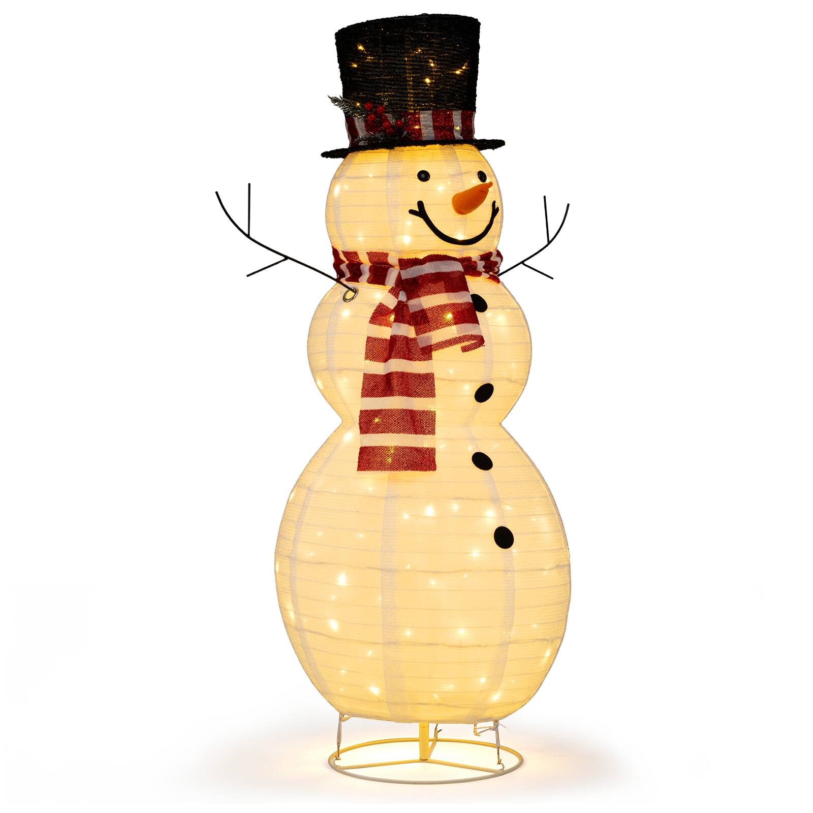 Alt View 9. Costway - Costway 4.2 FT Lighted Christmas Snowman with Top Hat Branch Arms LED Lights Striped Scarf - White.
