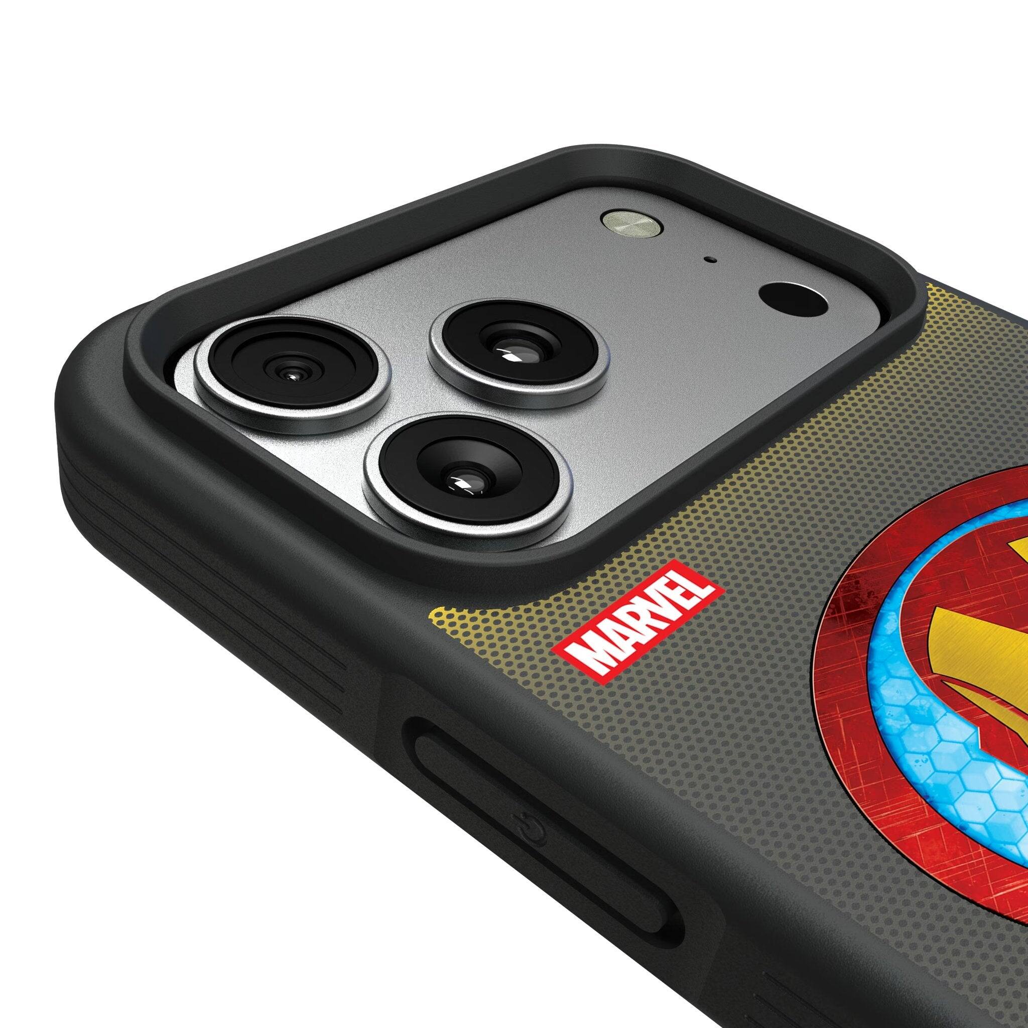 Left. Keyscaper - Marvel Grid Bump Phone Case - Apple iPhone 17 Pro - Iron Man.